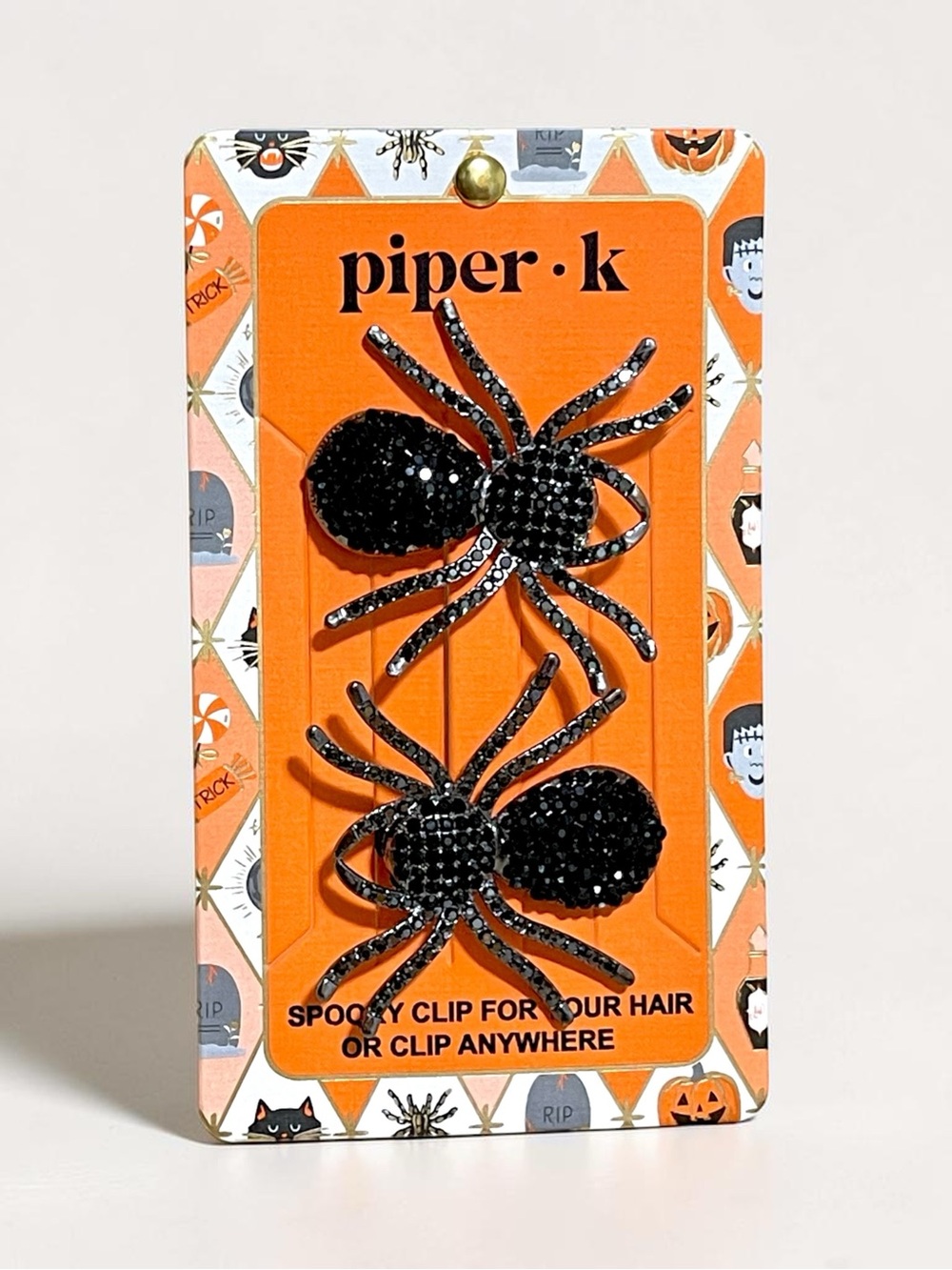 New Piper K pair of rhinestone spider Halloween hair clips